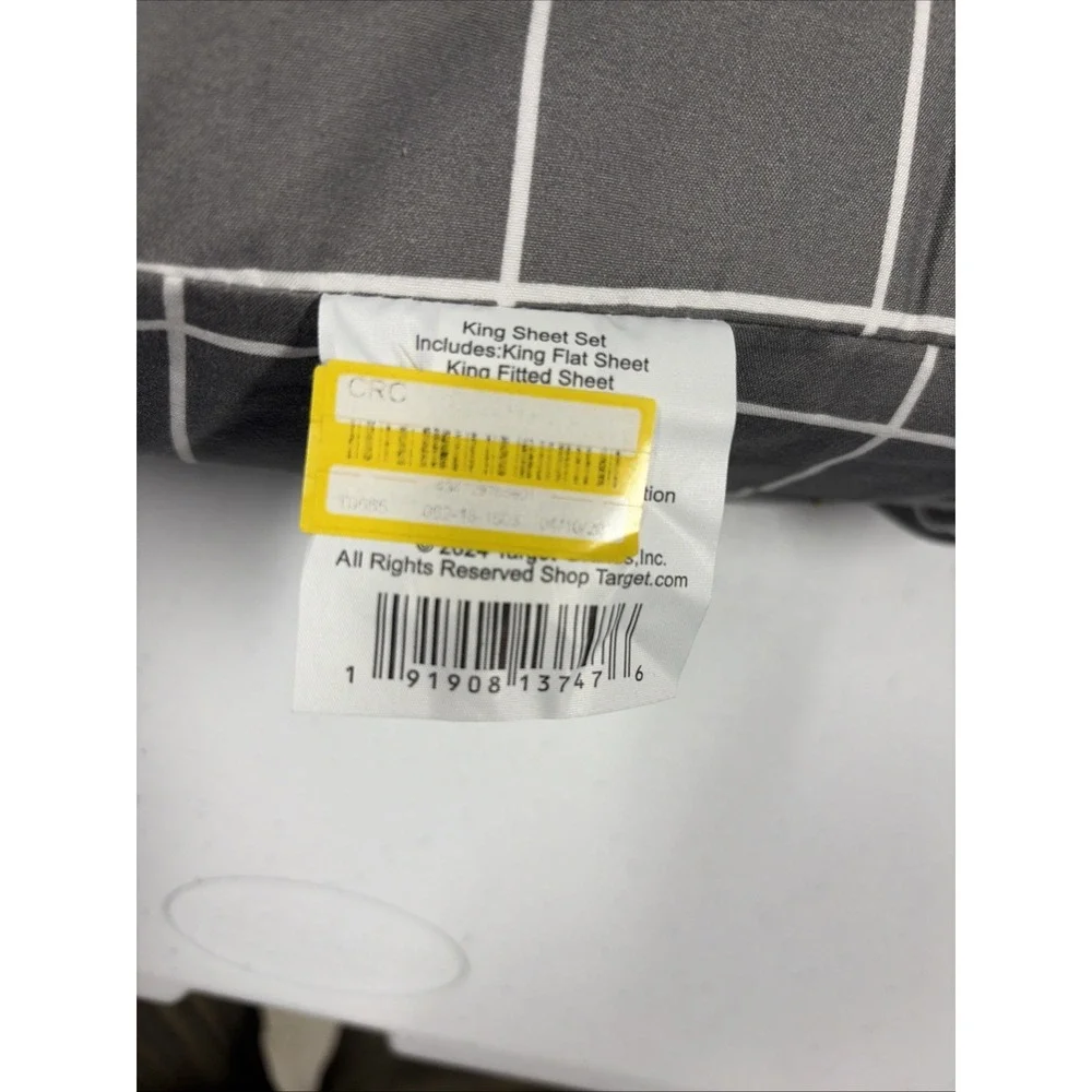 Room Essentials KING Microfiber Wrinkle Resistant Sheet Set Gray W/ Stripes